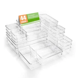 44-Piece Transparent Drawer Organizer Set