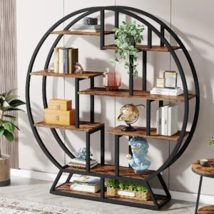 63-inch Round Etagere Bookshelf