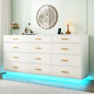 LED Dresser with Outlets