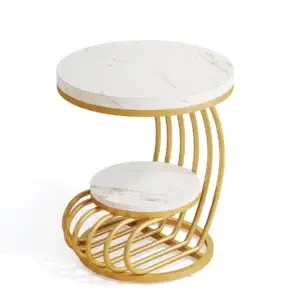 Faux Marble Storage End Table